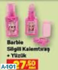 BARBİE SİLGİLİ KALEMTIRAŞ+YÜZÜK